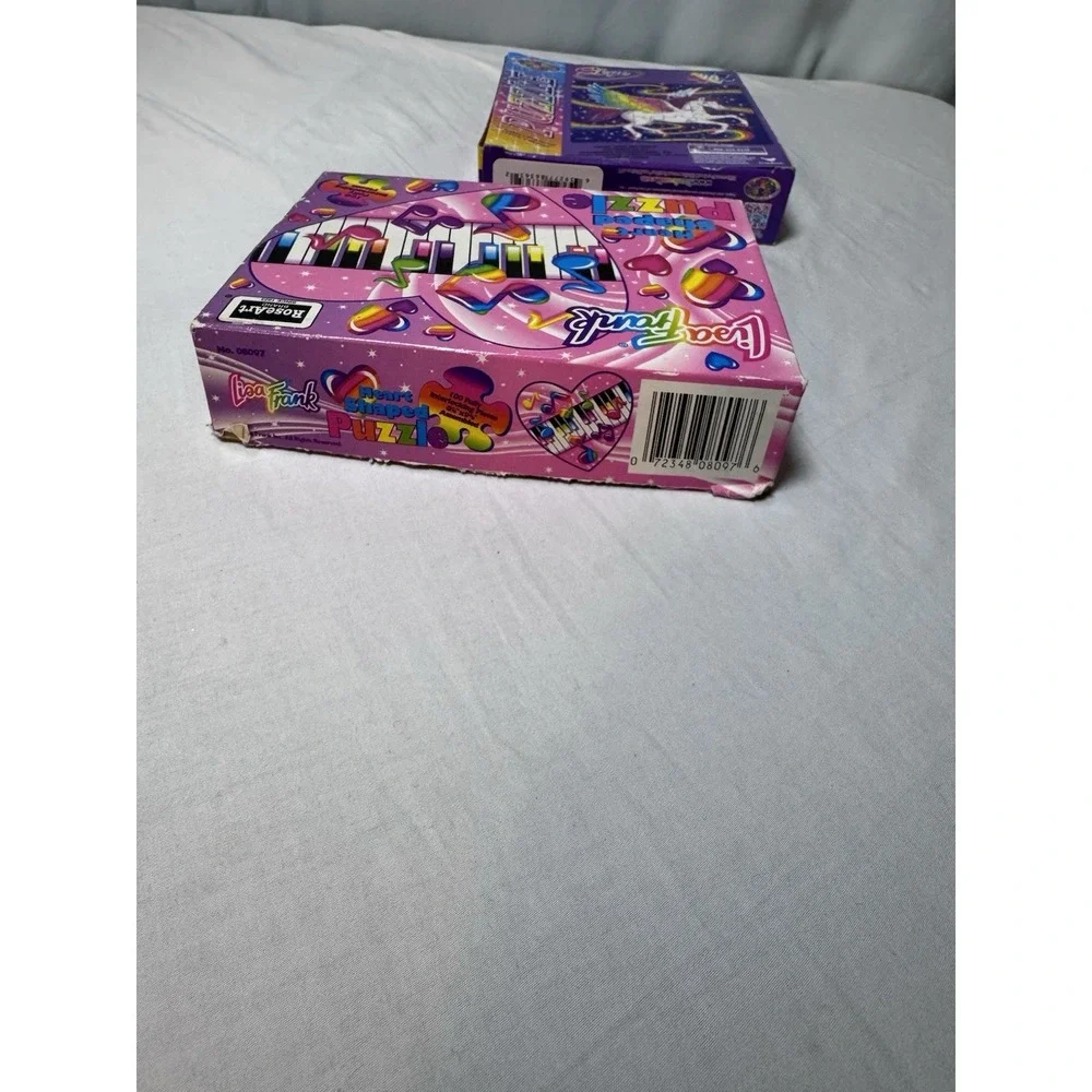 2x Lisa Frank Heart Shaped Puzzle Rose Art 1992 Vintage Piano - Missing Pieces
